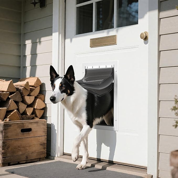 3-Flap Large Dog Door Replacement Insulated Flap with Clamp, Back Plate and Screws, Compatible with Large PetSafe Extreme Weather Aluminum Pet Door, PAC11-11039 10 1/8" X 16 7/8" (Smoky Translucent)