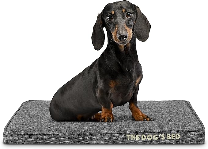 The Dog’s Bed Orthopedic Memory Foam Dog Bed, Small Grey Poly-Linen Pain Relief for Arthritis, Hip & Elbow Dysplasia, Post Surgery, Supportive, Calming, Waterproof Washable Covers, Veterinary Approved