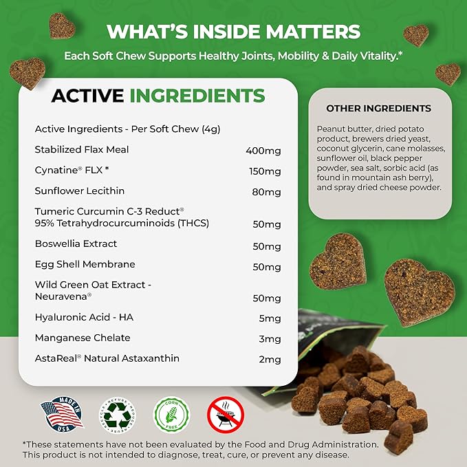 PetJuvenate® Soft Chews for Healthy Dogs – Patent Pending – Joint & Wellness Support – Helps Maintain Hip & Joint Health in Dogs – Developed with PhD & Vet Nutritionist Input –for 12 Months & Older