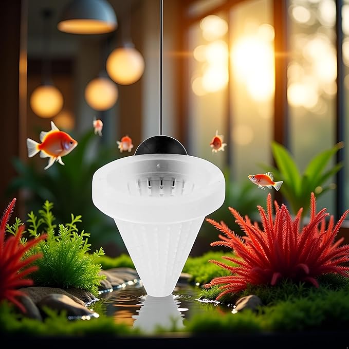 White 7cm Cone Shape Aquarium Red Worm Fish Feeder with Suction Height Professional, Automatic Feeders, Fish and Aquatic Pets