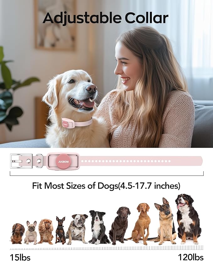 Jugbow Shock Collar for Dogs - 4200FT Remote Training Collar for 15-120lbs Small Medium Large Dog, LED Light & Waterproof Electric Collars with 3 Training Mode for All Breeds (Pink)