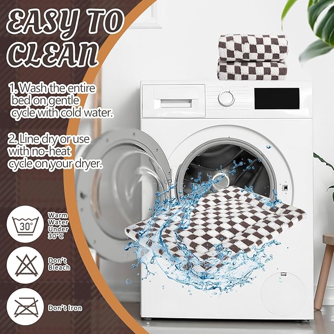 VitalCozy 2 Pack Self Warming Cat Mat Self Heating Pad Bed Reversible Machine Washable Reflects Body Heat Warm Thermal Pet Pad Crate Blanket for Feral and Indoor Cat(Dark Brown,21" X 14",Plaid)