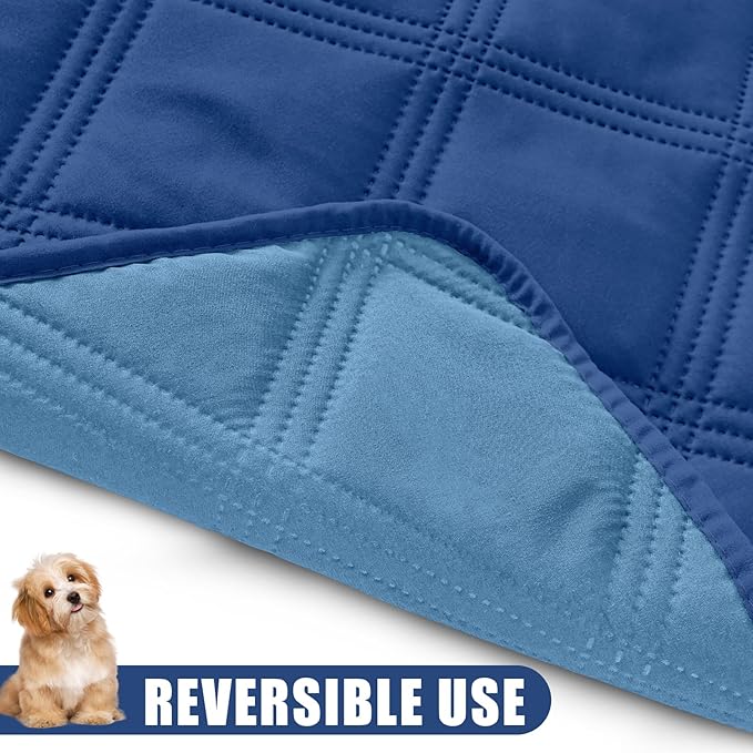 Smiry Waterproof Dog Bed Cover Blanket 30x53, Soft Reversible Pet Blanket, Washable Leakproof Cats Dogs Couch Cover for Sofa, Couch, Furniture, Lattice, Navy/Blue