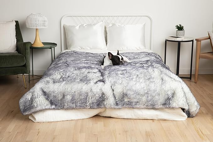PupProtector Luxe Waterproof Throw Blanket for Dogs and Cats, Pet Blanket Cover for Couches, Sofas, Beds, Car Seats, Furniture, Calming Soft Faux Fur, Arctic Fox, Large (80" L x 62" W)