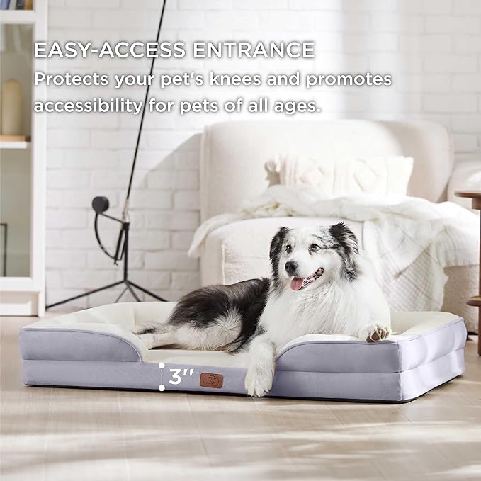 Bedsure XL Orthopedic Dog Bed for Extra Large Dogs - Washable XLarge Dog Cat Bed Waterproof, Comfort Dogs Couch Sofa with Washable Removable Cover, Pet Bed with Nonskid Bottom, Lavender, 42"