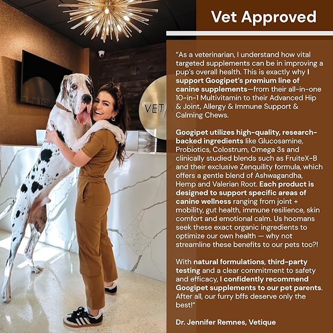 Googipet Premium 10 in 1 Dog Vitamins Multivitamin Chewable with Probiotics for Gut Health, Dog Vitamins and Supplements w/Vitamin C & Glucosamine for Joint Support (Peanut Butter & Pumpkin Flavor)