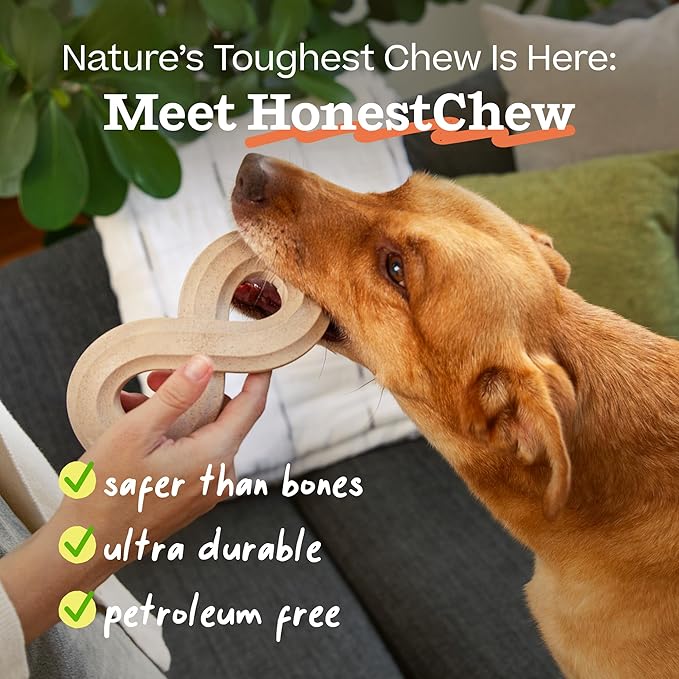 WOOF HonestChew Dog Toy Infinity - Durable Dog Chews - Made with Natural, Plant-Based Ingredients - Splinter-Resistant - Safer Than Dog Bones - Medium