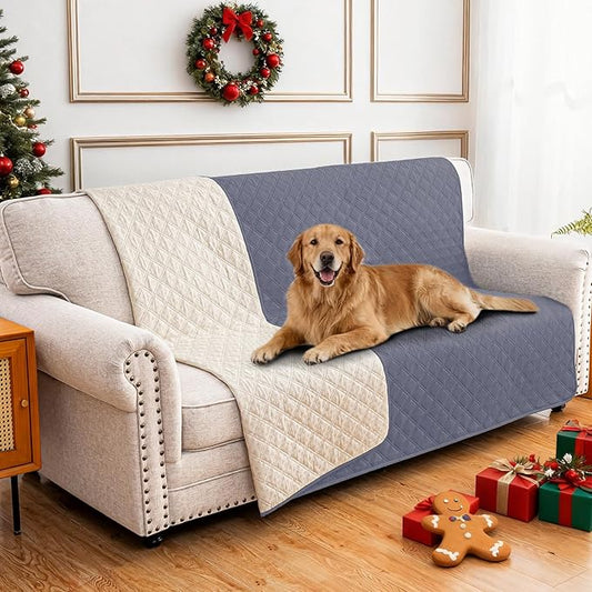 Waterproof Dog Bed Cover Pet Blanket, Soft Couch Cover for Dogs Washable, Non-Slip Dog Blanket Protect Furniture Couch Sofa Car for Puppy Large Dogs Cat (52x82 Inch, Grey Blue)