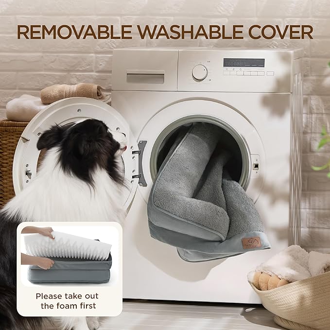 Bedsure XL Self Warming Orthopedic Dog Bed for Extra Large Dogs - Washable XLarge Dog Bed Waterproof, Comfort Pet Couch with Removable Cover, Pets Sofa with Nonskid Bottom, Grey, Non-Electric