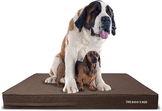 The Dog’s Bed Orthopedic Memory Foam Dog Bed, XXXL Brown Linen 64x44, Pain Relief for Arthritis, Hip & Elbow Dysplasia, Post Surgery, Lameness, Supportive, Calming, Waterproof Washable Cover