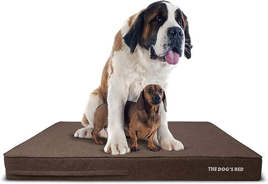 The Dog’s Bed Orthopedic Memory Foam Dog Bed, XXXL Brown Linen 64x44, Pain Relief for Arthritis, Hip & Elbow Dysplasia, Post Surgery, Lameness, Supportive, Calming, Waterproof Washable Cover