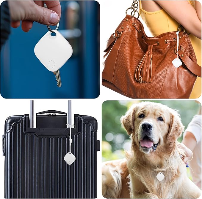 AURTEC Smart Air Tracker for Pets, Vehicles, Keys & Luggage - Compatible with Apple Find My App (iOS Only), Real-Time Global Location Tracking, Long Battery Life, Geo-Fencing, White 1 Pack