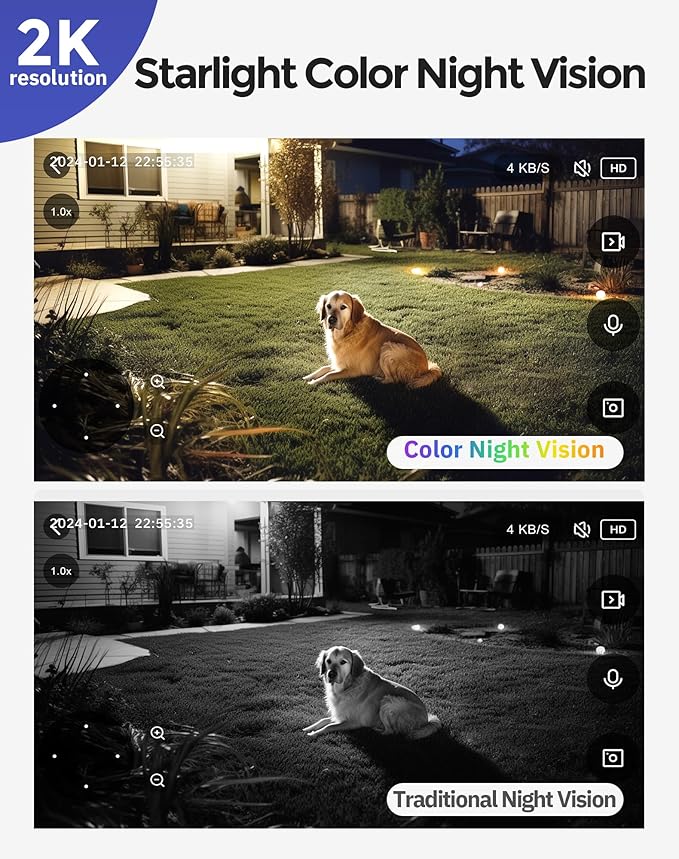 Hugolog 2K Light Bulb Security Cameras Wireless Outdoor-2.4GHz Cameras for Home Security Indoor with AI Motion Detection,Clear Color Night Vision,360°Auto Tracking,Siren Alarm,24/7 Recording