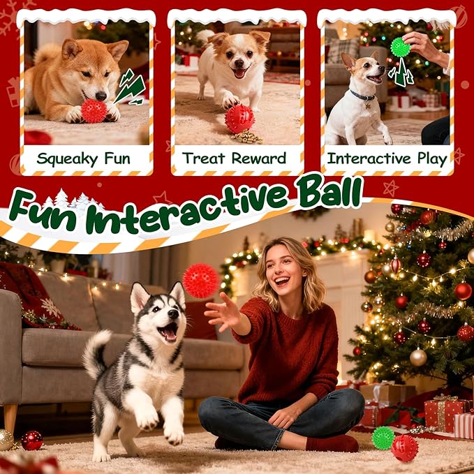 Christmas Dog Enrichment Toy Set — Interactive Dog Puzzle Toy for Mental Stimulation, Lick Mat for Slow Feeding, Squeaky & Treat Balls for Small & Medium Dogs