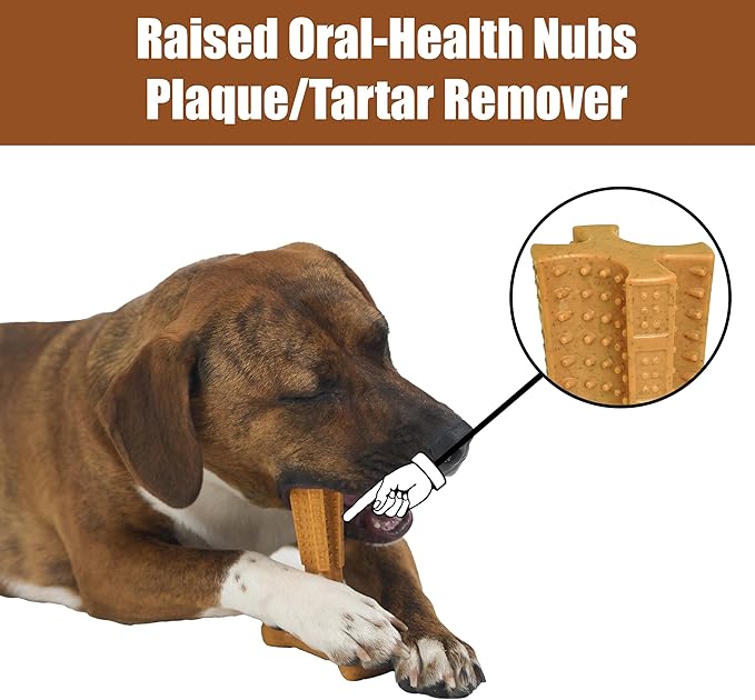 SPOT Bam-Bones Plus T Bone - Bamboo Fiber & Nylon, Durable Long Lasting Dog Chew for Aggressive Chewers – Toy for Dogs & Puppies Under 90lbs, Non-Splintering, 7in, Allergen Free Peanut Butter Flavor