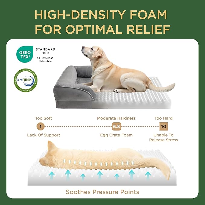 Bedsure Orthopedic Dog Beds Large Sized Dog - Washable Large Dog Cat Bed Waterproof, Comfort Dogs Couch Sofa with Washable Removable Cover, Pet Bed with Nonskid Bottom, Red, 35"