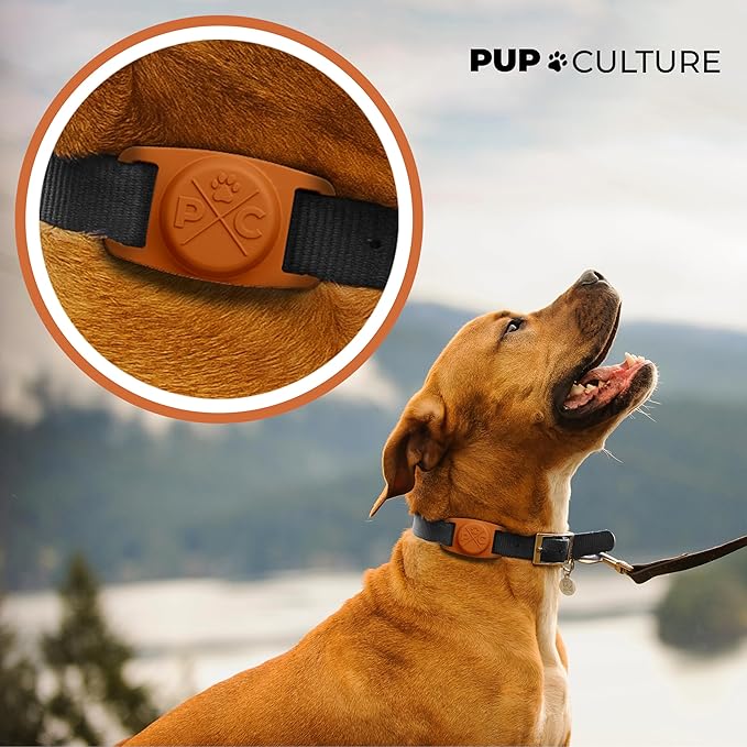 Pup Culture AirTag Dog Collar - Extra-Durable, Lightweight, Protective Case - Track Pets with Apple AirTag