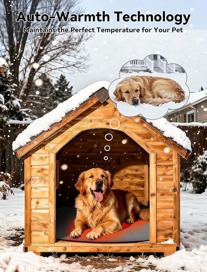 Outdoor Pet Heating Pad for Dog & Cat, Multi-Size Waterproof Heated Cat Dog Bed for Outside, Pet Heater Warmer Mat Blanket with Chew Resistant Cord for Senior Dog Cat House Whelping Box,Gray,12" x 20"