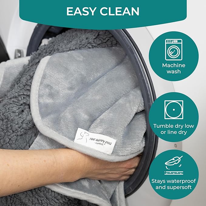 100% Waterproof Dog Blankets for Large Dogs – Soft Fleece, Washable Pet Throw for Couch, Car, Bed & Furniture Protection, Soft Fluffy Reversible Blanket, 40"x47", Gray/Gray
