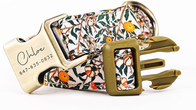 Personalized Dog Collar with Name and Phone Number Engraved,Adjustable Custom Puppy Collar,Organic Cotton Pet Collar for Small Medium Large Boy Girl Dogs