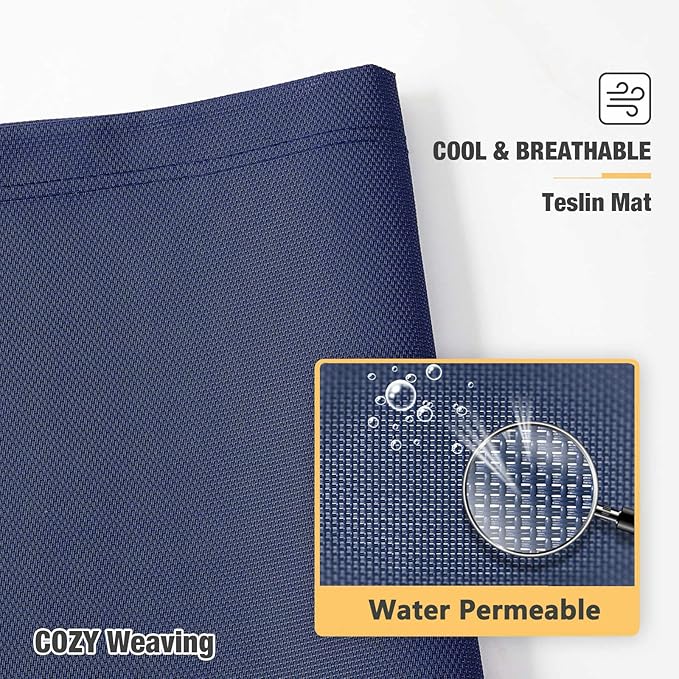 Veehoo Chew Proof Elevated Dog Bed - Cooling Raised Pet Cot - Silver Aluminum Frame and Durable Textilene Mesh Fabric, Unique Designed No-Slip Feet for Indoor or Outdoor Use, Blue, Large, CWC2003