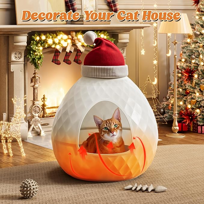 Egg-Shaped Hidden Cat Litter Box Enclosure, Secret Small Plant Litter Box Furniture with Two Interchangeable Top, Easy Assembly, for Living Room Corner White