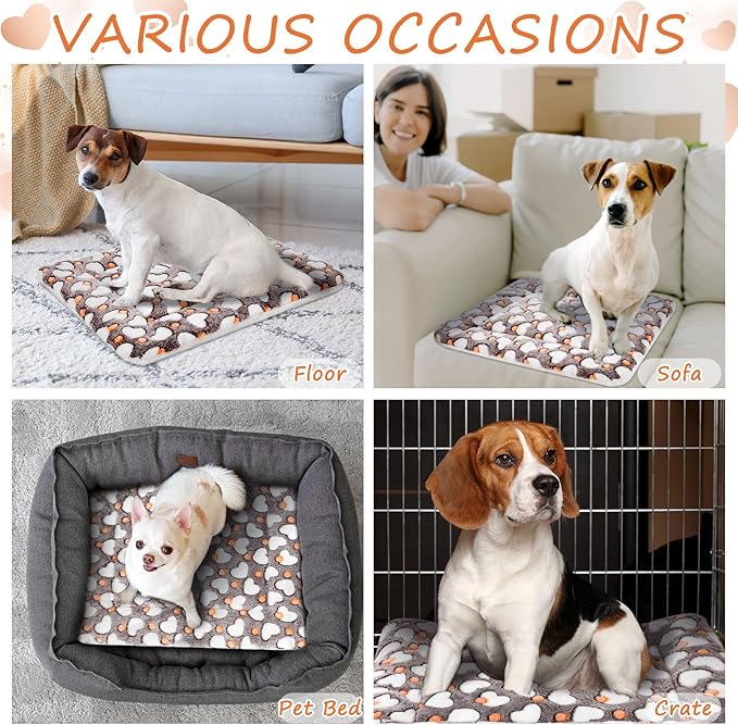 VitalCozy 2 Pack Self Warming Cat Mat Self Heating Pad Bed Reversible Machine Washable Reflects Body Heat Warm Thermal Pet Pad Crate Blanket for Feral and Indoor Cat (Grey,21" X 14",Heart)