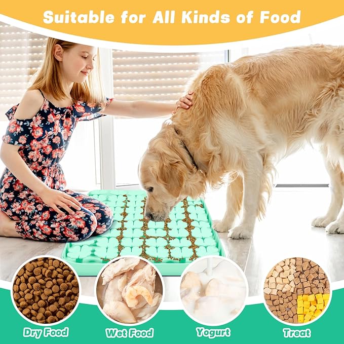 Dog Lick Mat, 23.6"x 15.7" Large Silicone Snuffle Mat with Suction Cups, Slow Feeder for Small Medium Large Dogs Slow Eating, Boredom Reducer (Blue)