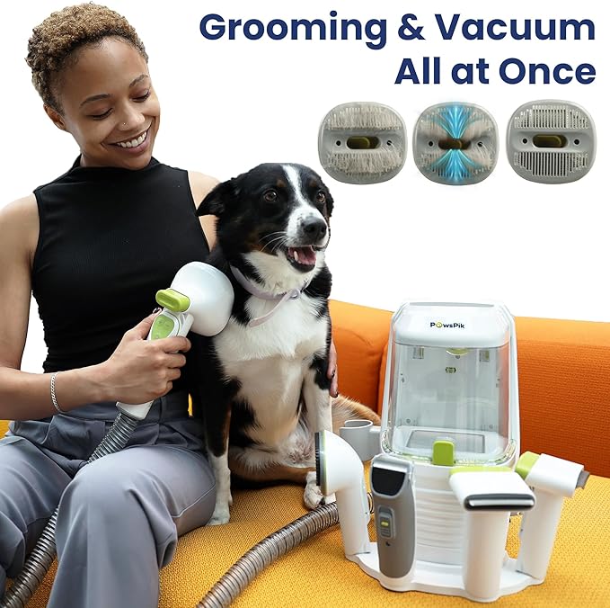 PAWSPIK Professional Dog Grooming Vacuum Kit, Dogs & Cats, Direct Handheld Control, 7 Grooming Tools, Deshedding and Dematting for Grooming, Large 2.2L Dust Bin, UL, HEPA Filter