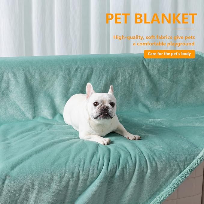 Green Dog Blanket for Pet Bed Cover Reversible Waterproof Puppy Fleece Blankets Leakproof Sofa Couch Cover Doggie Cat Pet Blanket for Warm Fluffy Washable Mat-Green,XL