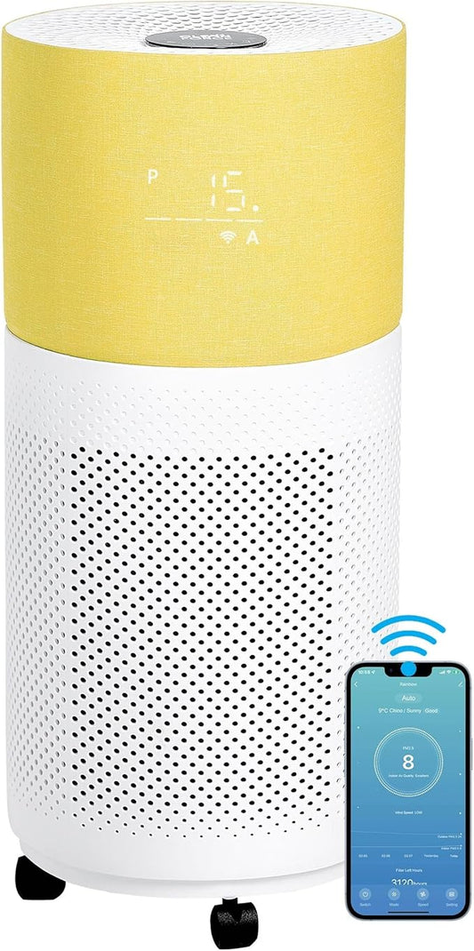 CleanForce Rainbow H13 True HEPA Air Purifier for Home Large Room, Bedroom, up to 2550sqft, Smart App-Control air Quality Monitor, Filters dust Pollen Smoke Odor VOCs