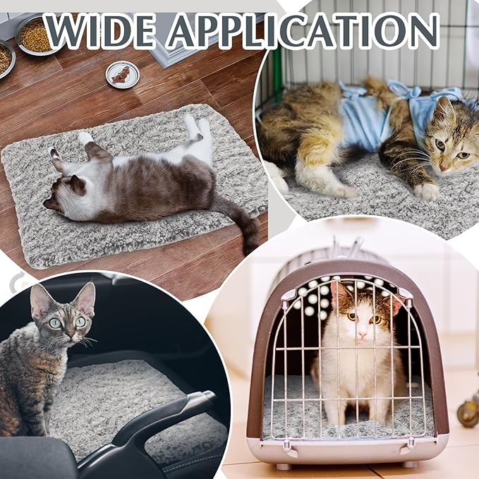 4 Pack Self Warming Cat Pads Self Heating Cat Mat Washable Homeless Dogs Thermal Pads Kennel Pad Reflects Body Heat Warm Crate Bed Mat for Indoor Outdoor Pet(Gray,45 x 28 Inch)