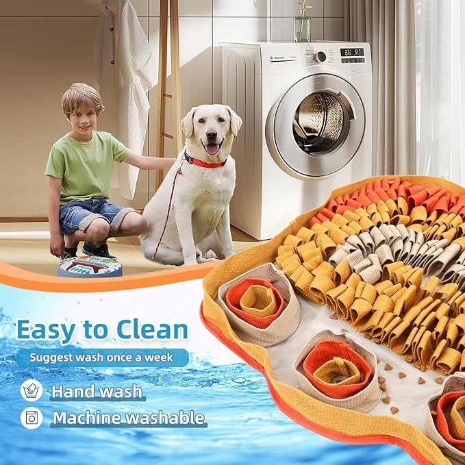 Yellow Snuffle Mat for Pet Feeding - Interactive Puzzle Toy for Training and Stress Relief - Encourages Natural Foraging Skills - Non-Slip, Portable, Durable