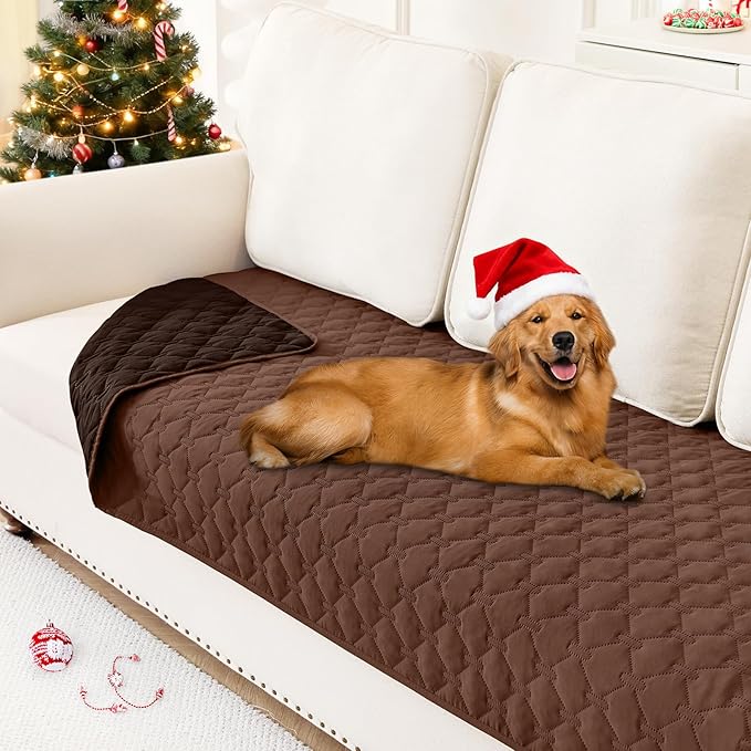 Smiry Waterproof Dog Bed Cover Blanket, Soft Reversible Pet Blanket, Washable Leakproof Cats Dogs Couch Cover for Sofa, Couch, Furniture, Plaid (30x70 Inch, Brown/Chocolate)