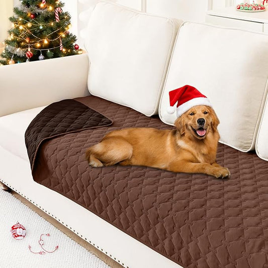 Smiry Waterproof Dog Bed Cover Blanket, Soft Reversible Pet Blanket, Washable Leakproof Cats Dogs Couch Cover for Sofa, Couch, Furniture, Plaid (30x70 Inch, Brown/Chocolate)