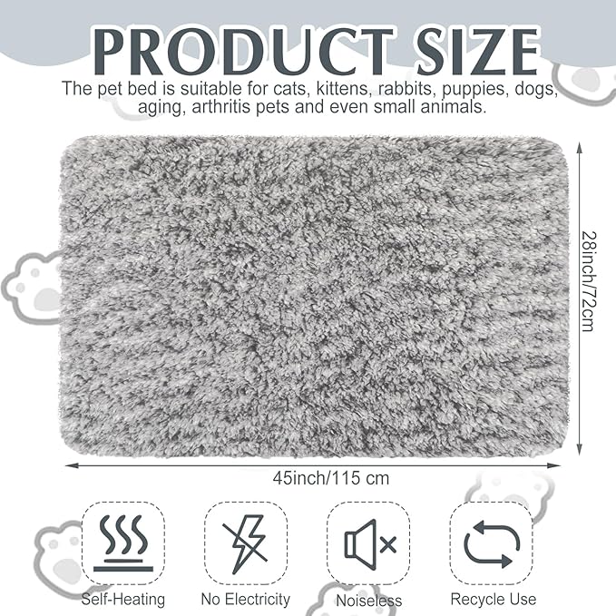 4 Pack Self Warming Cat Pads Self Heating Cat Mat Washable Homeless Dogs Thermal Pads Kennel Pad Reflects Body Heat Warm Crate Bed Mat for Indoor Outdoor Pet(Gray,45 x 28 Inch)