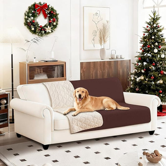 Waterproof Dog Blanket, Non-Slip Soft Pet Bed Cover, Couch Cover for Dogs Washable, Protects Sofa, Furniture, Crate, Car, Tear Resistant Leakproof Pet Blanket (52x82 Inch, Coffee)