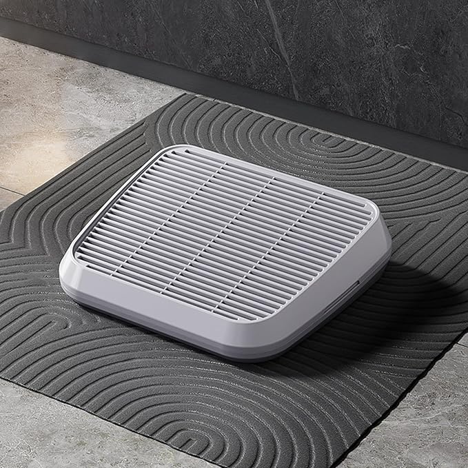 SpaceTime Elevated Cat Litter Mat for Litter Box,Trapping Litter Ramp/Steps for Floor Indoor,Washable Easy Cleaning Cat Pad with Filter Function,Suitable for Kitty & Senior Cats (Light Grey)