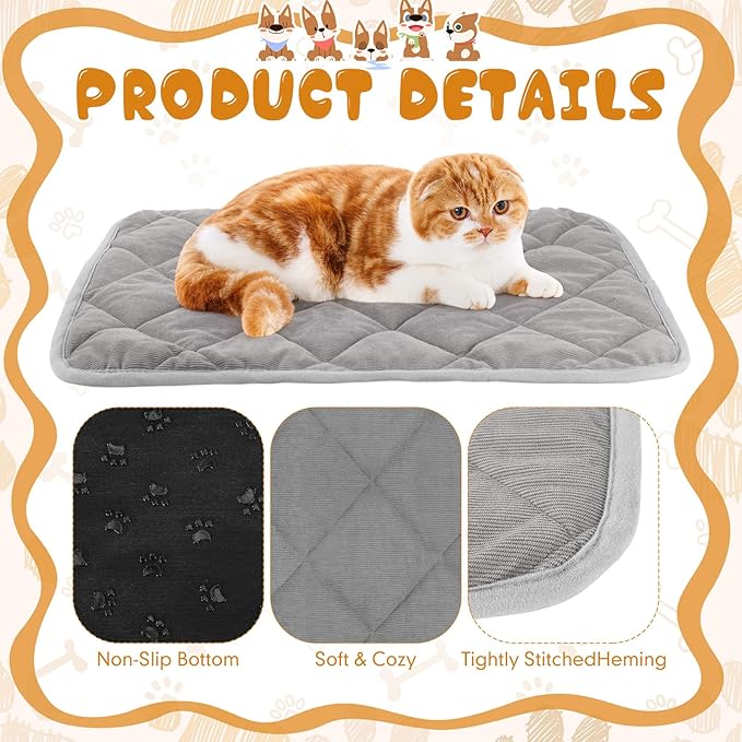 Novabright 4 Pack Self Warming Cat Bed Cat Dog Heating Pad Soft Warm Thermal Mat with Anti-Slip Bottom Dog Crate Pad for Outdoor Indoor Small Dogs Kittens(Gray,17.7 x 23.6 Inches)