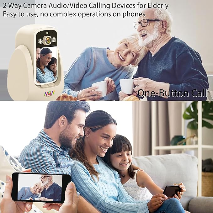 2 Way Camera, 2.8''Screen Pan/Tilt WiFi AI Motion Detection Indoor for Pet/Puppy/Cat/Dog with Phone App Control, Home Cam, Night Vision, One-Button Call, for Elderly, Beige