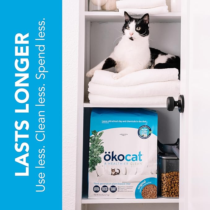 ökocat Original Wood Clumping Cat Litter, Unscented, 18.8 pounds - Natural Ingredients, Stops Odor, Clumps Solid, 99% Dust Free, Great for All Cats