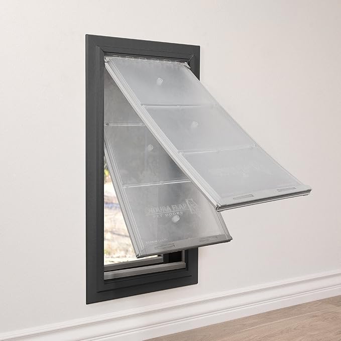 Endura Flap Double Flap Pet Door for Thick Walls | Deep Wall Design up to 13" Thick | Insulating Dual-Layer Flap & Durable Aluminum Frame | Includes Locking Cover | Black, Large, Double Flap