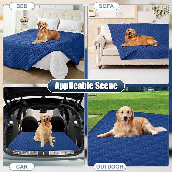 Smiry Waterproof Dog Bed Cover Pet Blanket, Soft Washable Dog Blanket for Furniture Bed Couch Sofa Reversible, Checkered (30"x53", Navy/Navy)