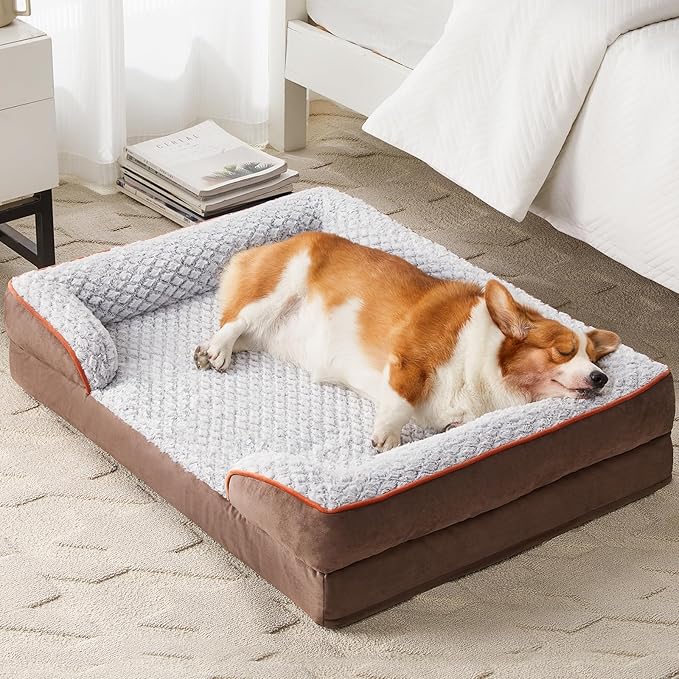 Orthopedic Dog Bed for Medium Dogs, Egg Crate Foam Bed for Medium Dogs, Equipped with Removable Waterproof Pillow Cover and Anti-Slip Bottom, Pet Bed