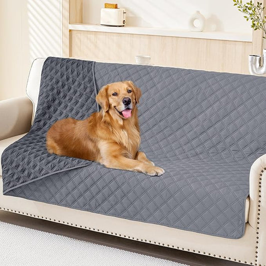 Smiry Waterproof Dog Bed Cover Pet Blanket, Soft Washable Dog Blanket for Furniture Bed Couch Sofa Reversible, Checkered (68"x82", Grey/Dark Grey)