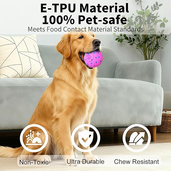Smart Interactive Dog Toys, Activated Moving, Bouncing, Rotating Ball for Medium/Large Dogs, 2025 E-TPU Material, Motion-Activated Dog Ball to Keep Them Busy, IP54 Waterproof, Christmas Dog Gift