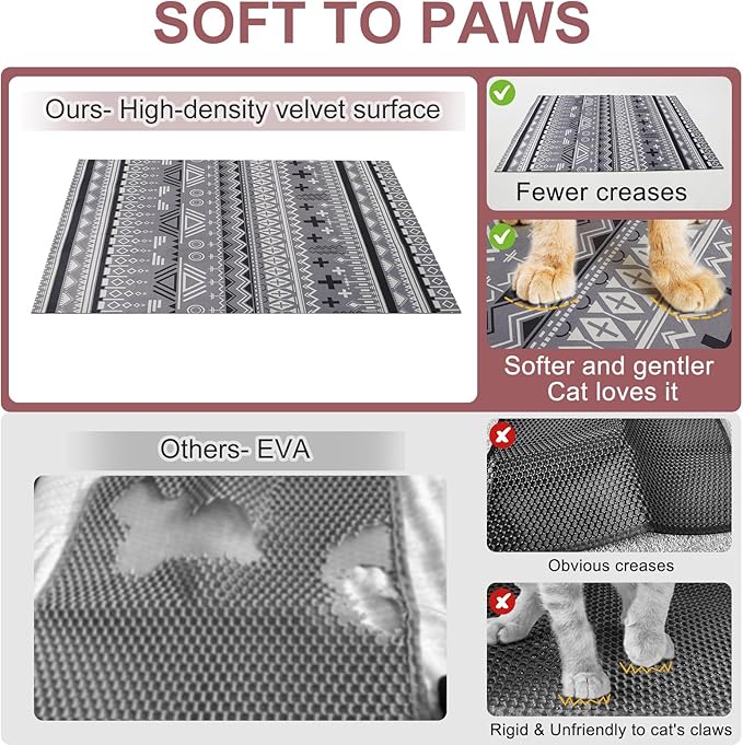 BEAUTYZOO Cat Litter Mat Large 32"x45" - Premium Waterproof Litter Trapping Mat with Non-Slip Backing, Cat Litter Box Mat Scatter Control for Floor, Machine Washable & Urine Proof, Soft for Kitty Paws