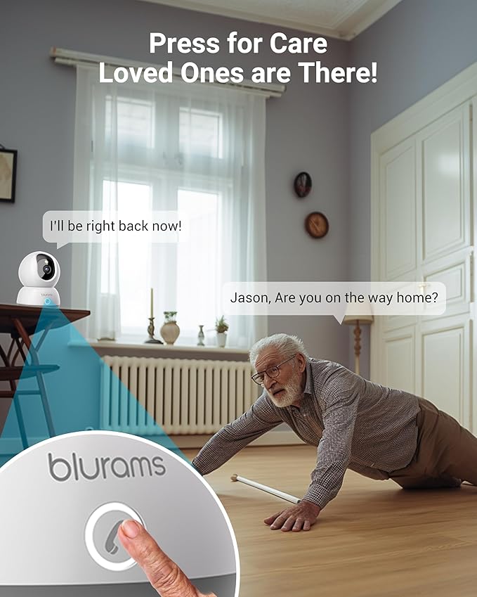 blurams 5G Indoor Camera, 2K Nanny Cam, 360° PTZ Pet Camera with Phone App, One-Touch Call, Color/IR Night Vision, Dual-Band Wi-Fi, Motion Tracking, Compatible with Alexa(2Pack)