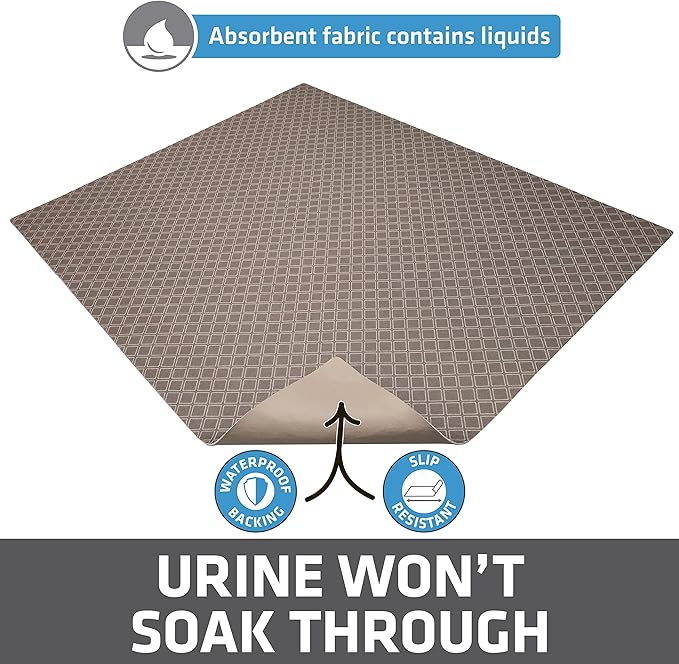 Drymate XL Original Cat Litter Mat, Contains Mess from Box, Protects Floors, Urine-Proof, Machine Washable, Soft on Kitty Paws, Absorbent, Waterproof (USA Made, Recycled Content) (29”x36”)(Taupe)