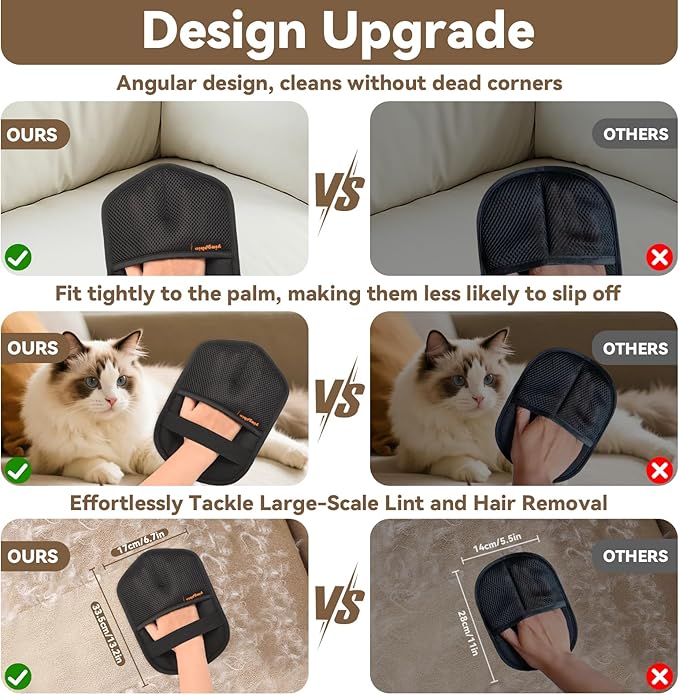 Washable Reusable Pet Hair Remover Glove for Dog & Cat Hair – Electrostatic Fur Removal Tool for Laundry, Clothes, Sofa, Carpet & Car Seats – Easy Clean Lint Remover for Pet Owners